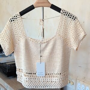 Cream Crochet Crop Top